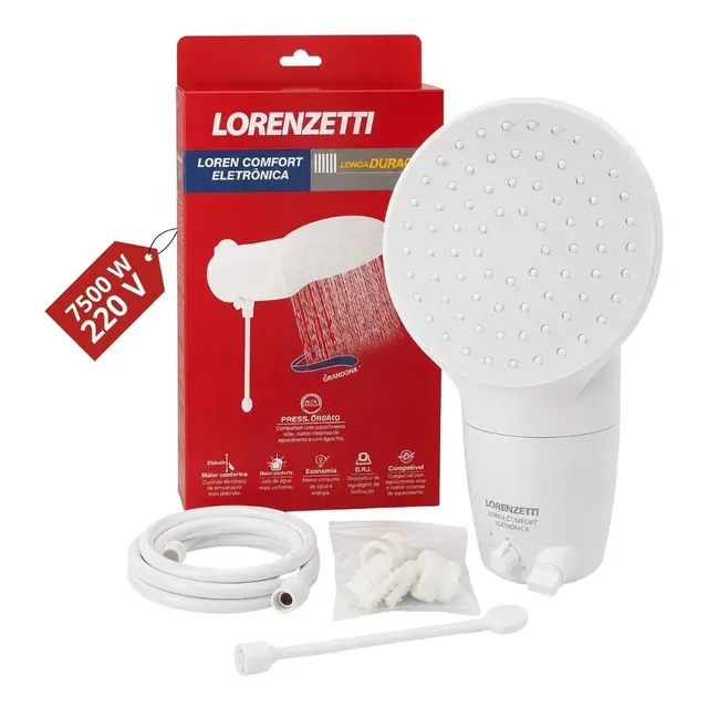 Ducha Loren Comfort Eletrônica Lorenzetti 7500w 220v Branco
