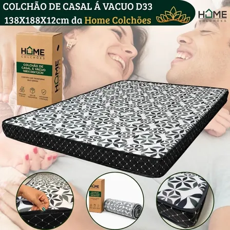 Colchão De Casal 138x188x12 Duo Ortopédico Espuma D33 Tecido Branco Home Colchões
