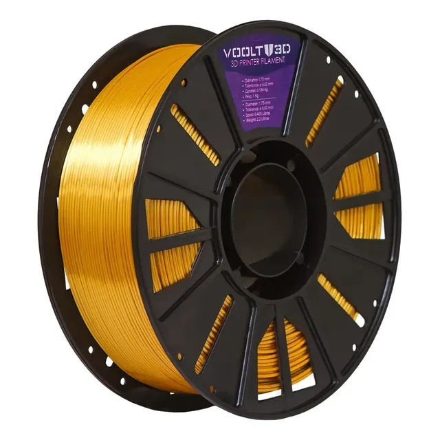 Filamento Pla V-silk Dourado Ultra 1kg Alta Velocidade Premium Impressão Voolt3d Fabricação Nacional Para Peças Enfeites Brilhantes Dourado Ultra V-silk