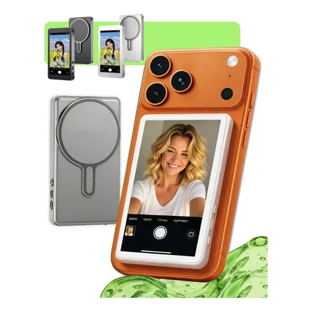 Tela Selfie Magnética Monitor Celular Vlog Camera Traseira Visor Portatil Externo Vlogger Espelhamento Espelhar Imagem Espelho Magnético Imã Sem Fio Full Hd 16:9 Widescreen Compatível Android E Apple