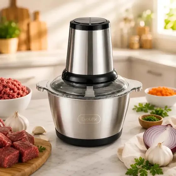 Multiprocessador Triturador Moedor 2 Litros Inox 110v Elétrico De Alimentos Processador Picador De Cozinha Cozinheira Cortador De Aço Inoxidável Evolufix