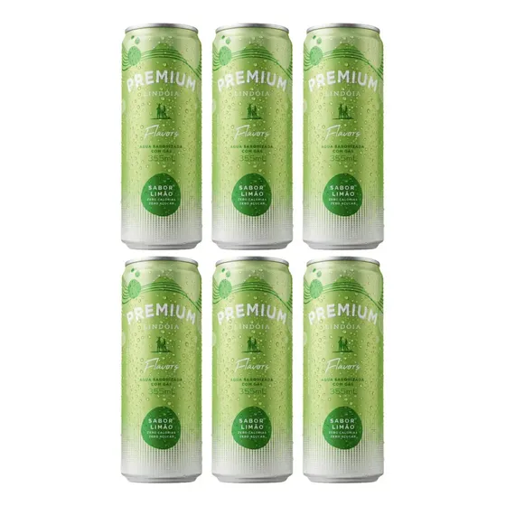 Água Saborizada com gás Premium Lindoia Flavors 355ml Sabor Limão 6u Zero Calorias Zero Açúcar 100% Natural