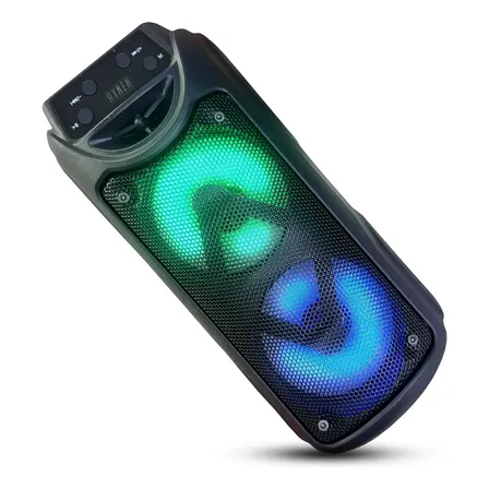 Caixa De Som Portátil Axnen Ax-3212 Bluetooth 10w Com Led, Rádio E Usb Preto 127/220v