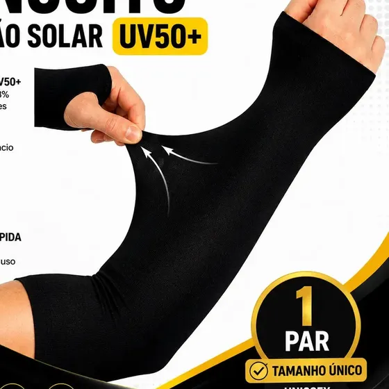 Manguito Uv50+ Proteção Solar Moto Ciclismo Corrida Pesca Mangote Braço Compressão Esporte Manga Futebol Corrida Dasv Único Preto