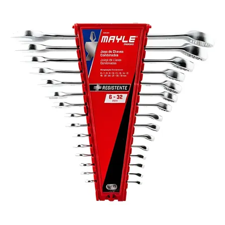 Jogo De Chave Combinada Mayle, 15 Peças (6 A 32mm) Prateado