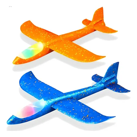 Avião Planador De Isopor Com Led Colorido Manual E Flexível Cor Vermelho