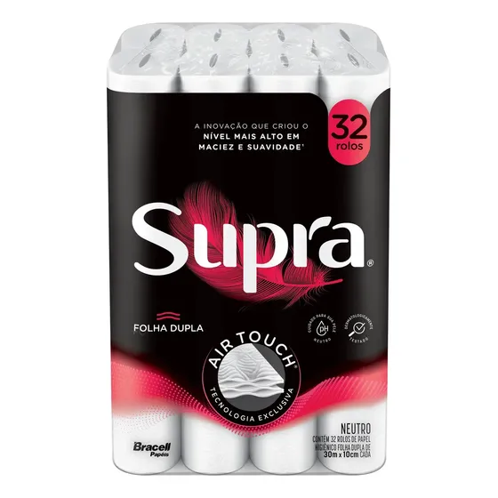 Papel higiênico Supra folha dupla 30 m de 1 un pacote x 32