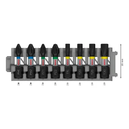 Jogo Bits Phillips E Torx Bosch Pro Impact 8 Peças 25mm