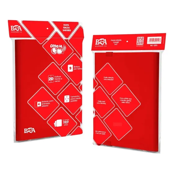 Pasta Para Cards Bra 3x3 Edição Sabores 360 Cards Cereja Vermelho