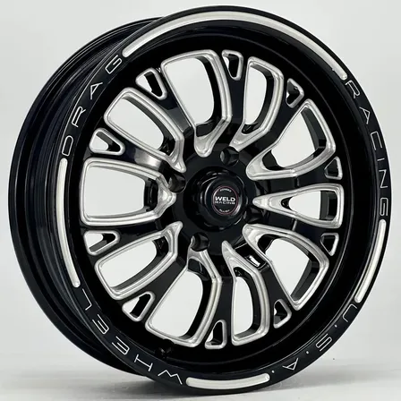Jogo De Rodas Weld Drag Aro 15 Tala 7 4x100 Racing Kr M38 Preto Miling 4x100