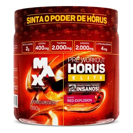 Hórus Elite 390g Pré Treino Max Titanium Pre Workout Frutas Vermelhas