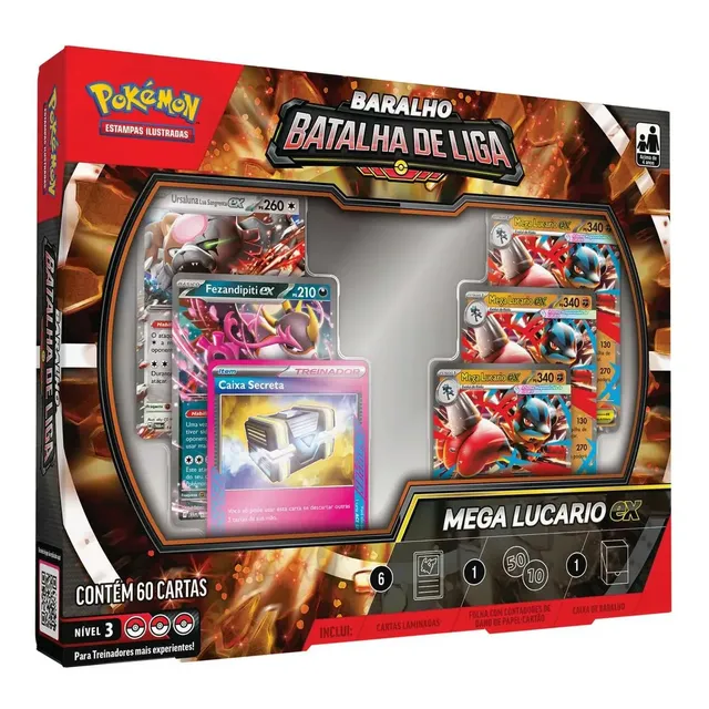 60 Cartas Pokemon Batalha De Liga Mega Lucario Ex Original
