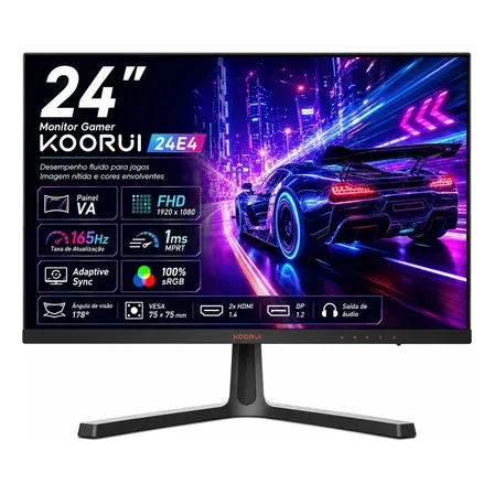Monitor Gamer Koorui 24e4 23,8inch Va Fhd 1920x1080 165hz Cor Preto 127/220v