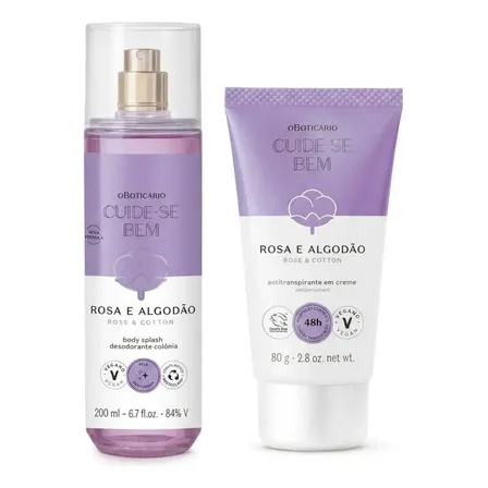 Combo Cuide-se Bem Rosa E Algodão: Body Splash 200ml + Anti