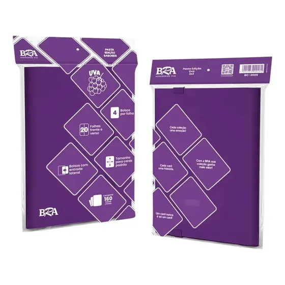 Pasta Para Cards Bra 2x2 Edição Sabores 160 Cards Uva Roxa
