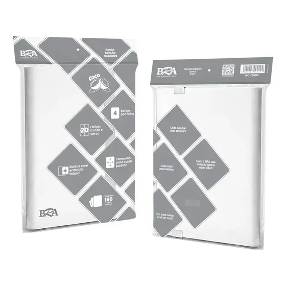 Pasta Para Cards Bra 2x2 Edição Sabores 160 Cards Coco Branco