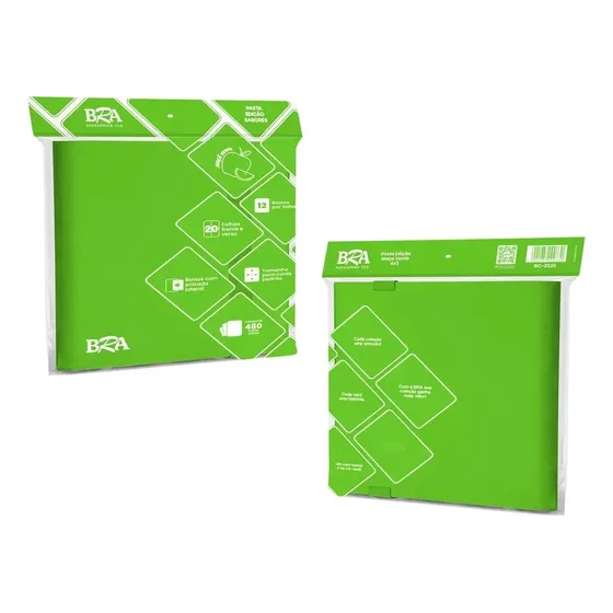 Pasta Para Cards Bra Edição Sabores Maçã Verde, Com 20 Folhas Para 480 Cartas
