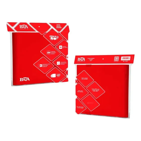 Pasta Para Cards Bra 4x3 Edição Sabores 480 Cards Cereja Vermelho