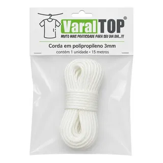 Corda Para Varal De Teto Polipropileno 3.0mm Com 15 Metros Branco