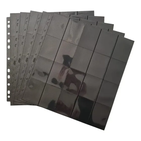 05 Folhas 5x4 Tecido Preto Com 40 Bolsos P/ Figurinhas Bra