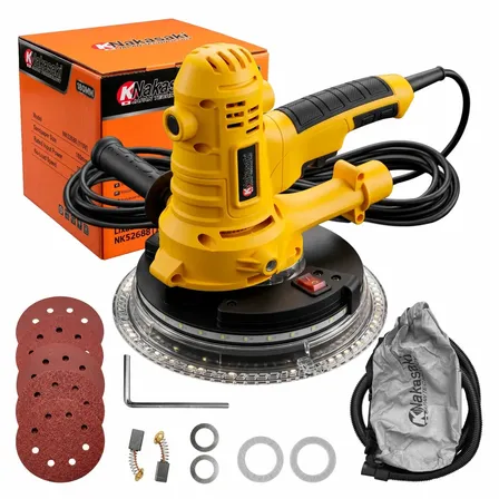 Lixadeira Elétrica 1000w Profissional Parede Teto Orbital Telescópica Com Coletor De Pó E 6 Lixas 180mm 220v Amarelo 50/60hz