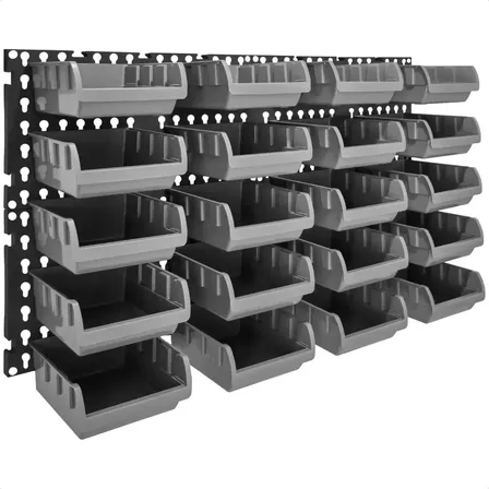 Painel Ferramenta Porta Parafuso 20 Cx Organizador Gaveteiro Cor Cinza com preto