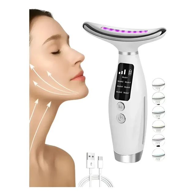 Massageador Facial Pescoço Terapia Led Antirrugas E Papada