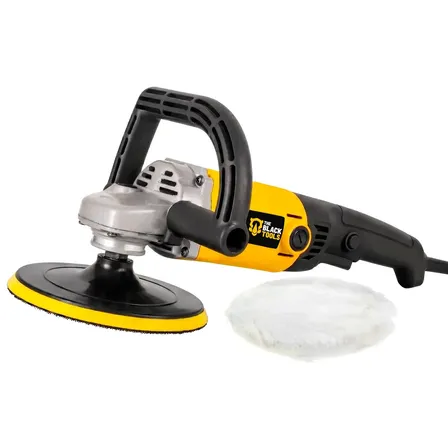 Politriz Angular Vel. Variável Automotiva 7 Polegadas 1300w 3800rpm Tbnt01 The Black Tools Amarelo E Preto 127v