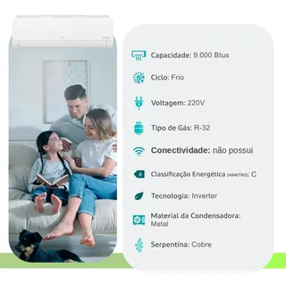 Ar Split Hi Wall Inv LG Dual Compact 9.000 Btus Frio Branco