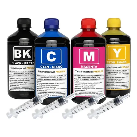 4 Litros Tinta Compatível Epson L3150 L3110 L3250 L3210 544 Preto/ciano/magenta/amarelo