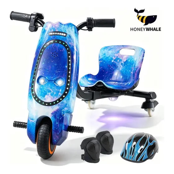 HONEYWHALE Patinete Elétrico Triciclo-YD-HW 250W Bateria de longa duração, com Bluetooth e luz LED