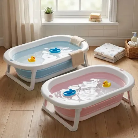 Banheira Retrátil Dobrável Em Silicone De Bebe Cor Rosa