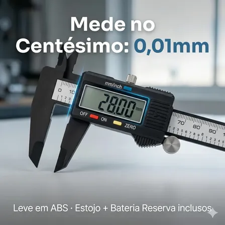 Paquímetro Digital De Abs Ocio 150mm Com Função Zero E Display Lcd