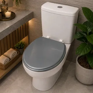 Assento Sanitário Almofadado Oval Cinza Liso Para Vaso, Confortável e Resistente