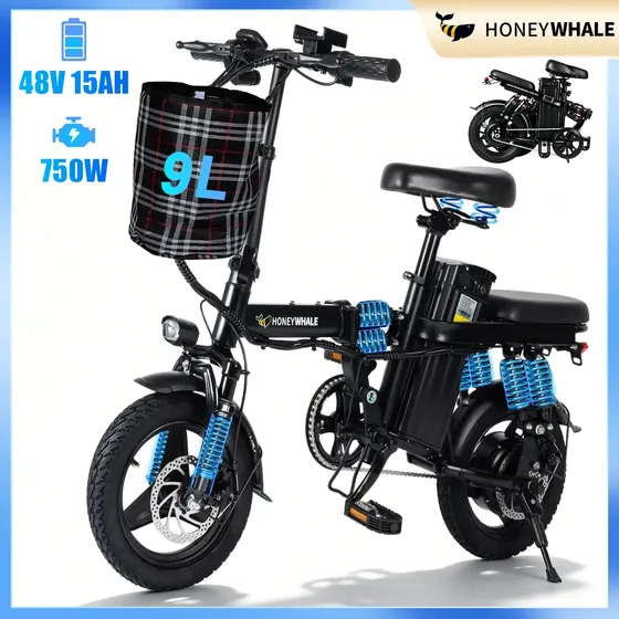 Bicicleta Elétrica HONEYWHALE S6 Pro-S Dobrável de 750W e 15Ah com Aro 14