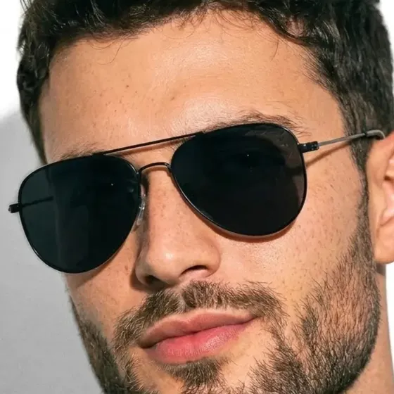 Óculos de sol Cacife Brand Sol Aviador Clássico Retrô armação preto y lente preto