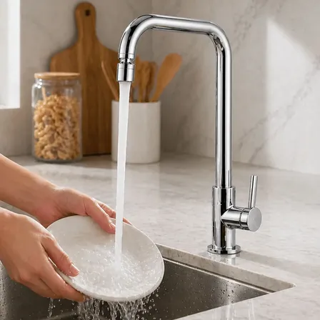 Torneira Cozinha Cromado Aço Inox Metal 1/4 Volta Água Fria