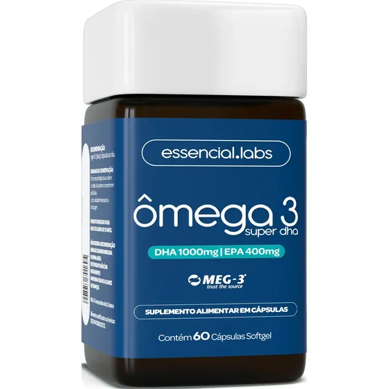 Ômega 3 Super Dha Essencial Labs Com Selo Meg-3, 60 Cápsulas Sem Sabor
