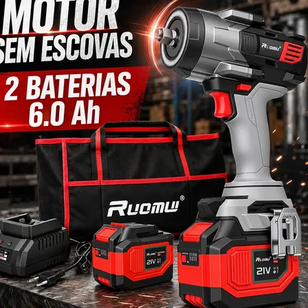 Chave De Impacto 1700n.m Brushless A Bateria Com 2 Baterias 6.0ah Cinza 127/220v 60hz