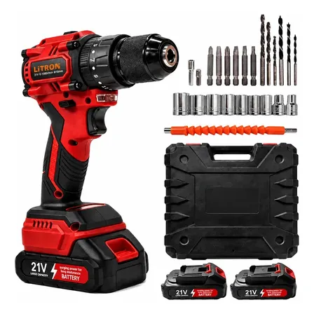Furadeira Parafusadeira Impacto 21v 2 Baterias E Maleta Brushless Vermelho