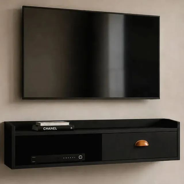 Rack Suspenso Bancada Parede Em Mdp Industrial 90x27x23cm Preto