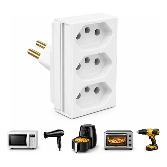 Benjamin Adaptador Pino de Tomada 20A 3 Saídas Etools Ferramentas Tripolar 2p+t 250v Bivolt