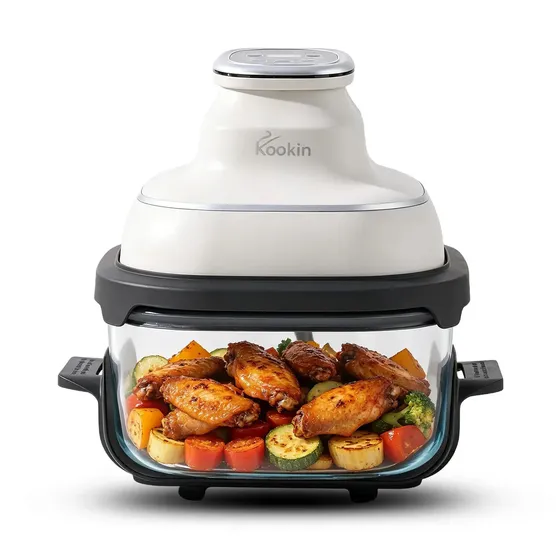 Air Fryer Kookin Crispro De 4.2l Com Recipiente De Vidro E Painel Digital Branco 127v