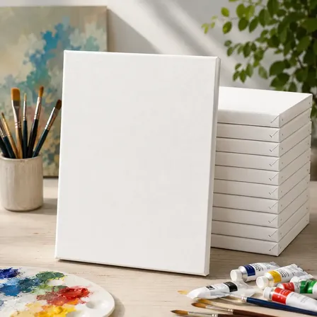 Kit 10 Telas Pintura 20x30 Cm Branca Grampeada Algodão Guache Óleo Acrílica Profissional Premium