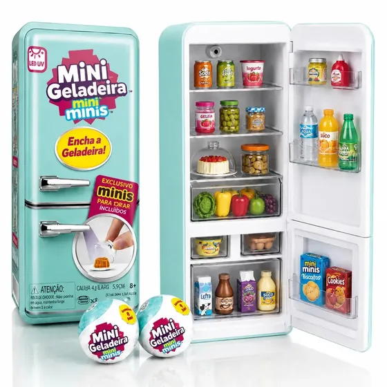 Mini Geladeira Brinquedo Infantil Com Itens Surpresa Criança