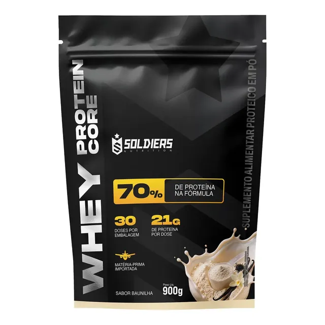 Whey Core 70% de Proteina Concentrada - Baunilha 900g - Soldiers Nutrition
