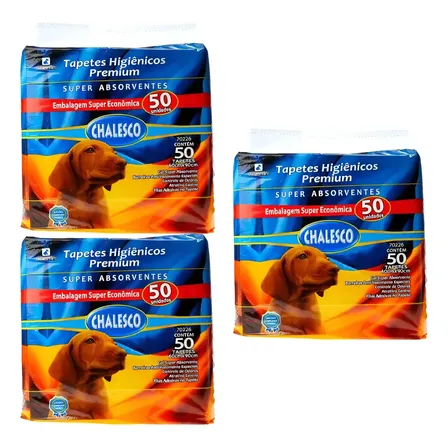 Tapete Higiênico 60x90 Cães Chalesco 150 Unidades Kit C/3pct Blanco