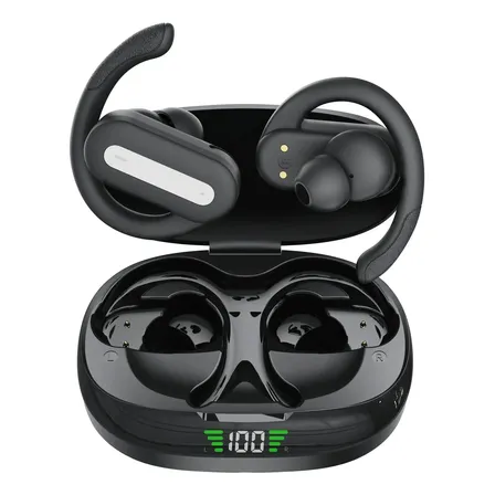 Fone De Ouvido Corevo Sp36 Esportivo Sem Fio Bluetooth 5.4 Com Ganchos E Tela Led Preto