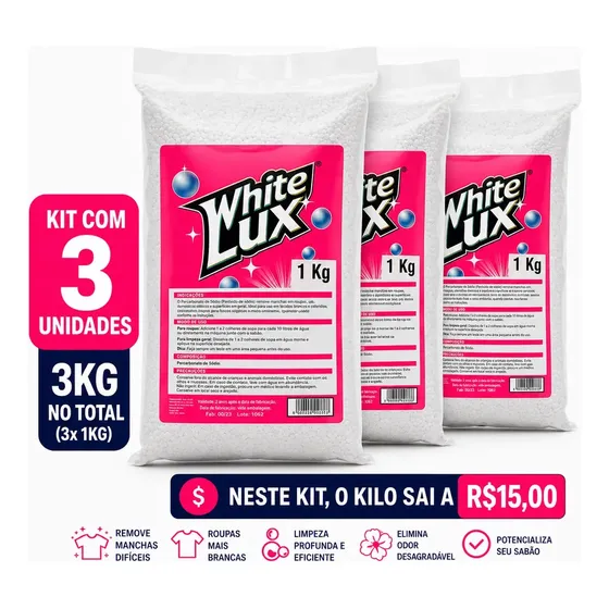 Whitelux Kit Percarbonato De Sódio 3kg Limpeza Profunda