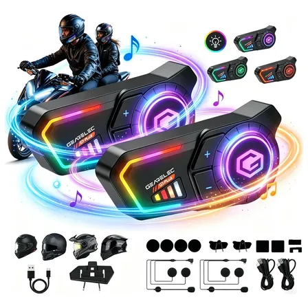 Intercomunicador Gearelec G1 Plus Bluetooth 6.0 com Alcance de 1 km e IPX6 para 2 Motociclistas